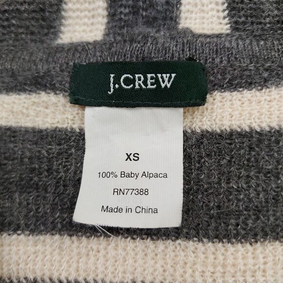 J Crew Sweater Womens XS Gray Stripes Knitted Baby Alpaca Shawl Collar Preppy - Picture 8 of 11